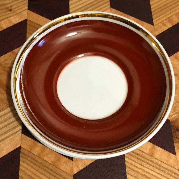 MCM Burgundy + Gold Hungarian Espresso Pot, Creamer, Sugar, Cups and Sau… - Picture 10 of 15